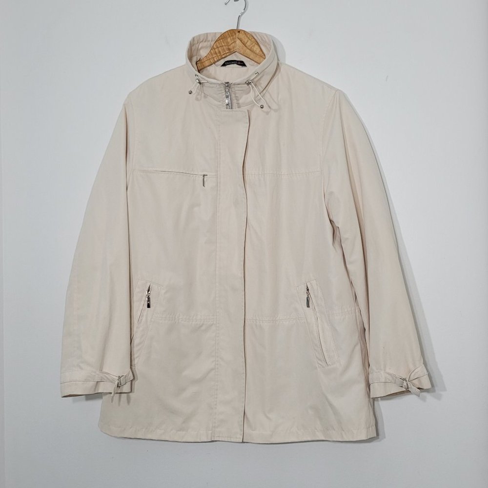 Concept UK Cream Full Zip Lightweight Waterproof Jacket Coat Causal Size 38